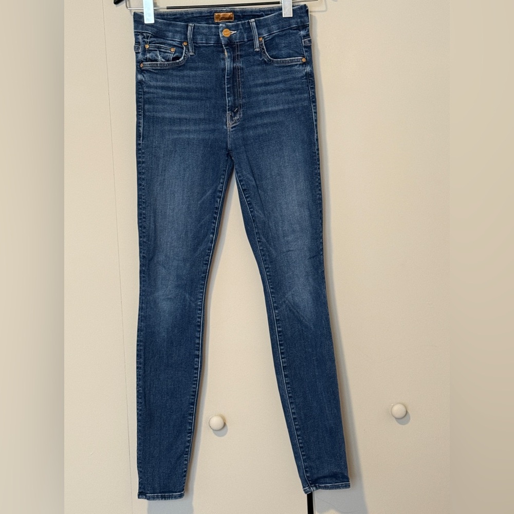 MOTHER Blue Skinny Jeans Stretch Tapered Fit Size 28